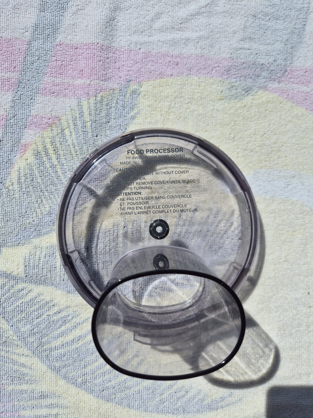Cuisisnart Clear Plastic Food Processor Lid with Feed Chute